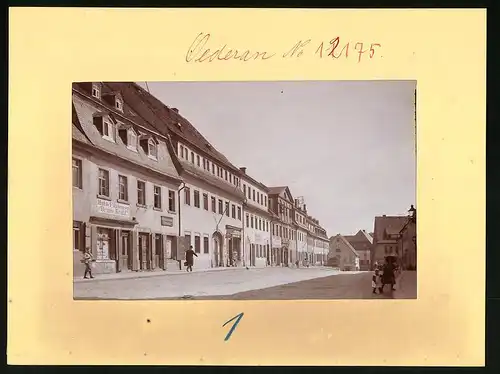 Fotografie Brück & Sohn Meissen, Ansicht Oederan, Innere Freiberger Strasse mit Laden für Hut - und Filzwaren Bruno Krahl