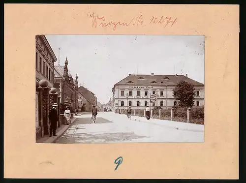 Fotografie Brück & Sohn Meissen, Ansicht Wurzen, Bahnhofstrasse mit Hotel zur Post