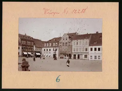 Fotografie Brück & Sohn Meissen, Ansicht Wurzen, Marktplatz mit Hotel Goldener Löwe & Seifenfabrik Giessmann