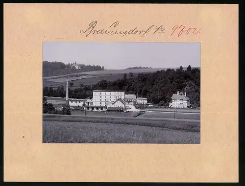 Fotografie Brück & Sohn Meissen, Ansicht Braunsdorf i. Zschopautal, Villa mit Mühle R. Weber, Schloss Lichtenwalde