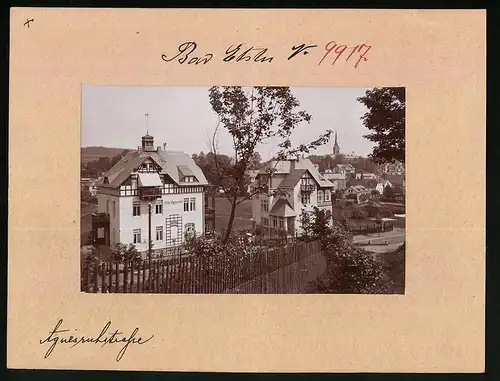 Fotografie Brück & Sohn Meissen, Ansicht Bad Elster, Agnesruhstrasse mit Villa Agnesruh, Villa Merz, Blick auf die Stadt