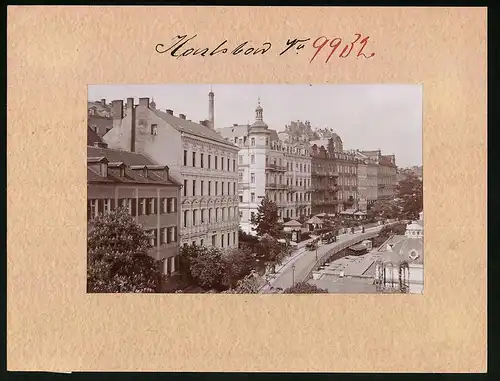 Fotografie Brück & Sohn Meissen, Ansicht Karlsbad, Blick in die Gartenzeile mit Hotels Holland, Westphal und Arcordia