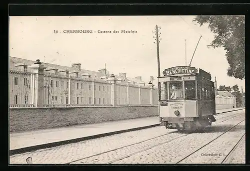 AK Cherbourg, Caserne des Matelots, Strassenbahn