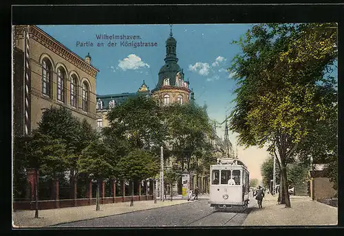 AK Wilhelmshaven, Strassenbahn auf der Königstrasse