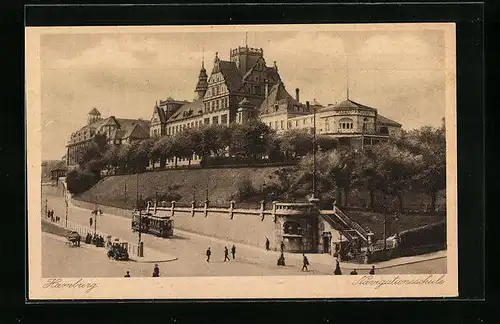 AK Hamburg, Strassenbahn vor der Navigationsschule