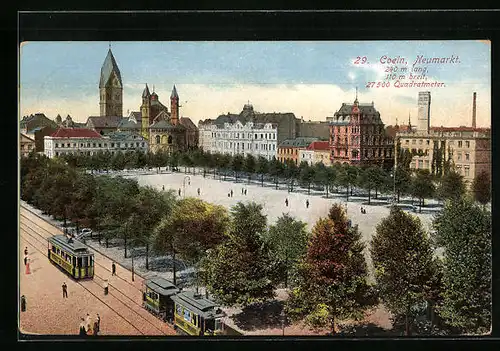 AK Coeln, Strassenbahn am Neumarkt