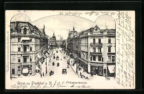 AK Frankfurt /M., Strassenbahn in der Kaiserstrasse