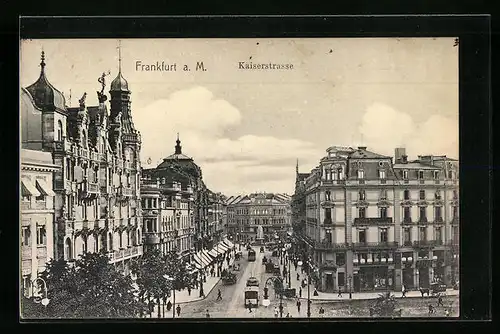 AK Frankfurt /M., Die Kaiserstrasse mit Strassenbahn