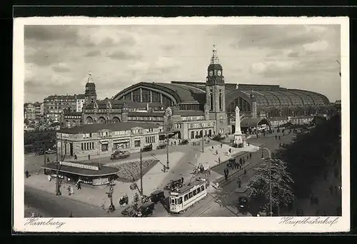 AK Hamburg, Strassenbahn am Hauptbahnhof