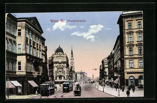 AK Wien, Strassenbahn in der Praterstrasse