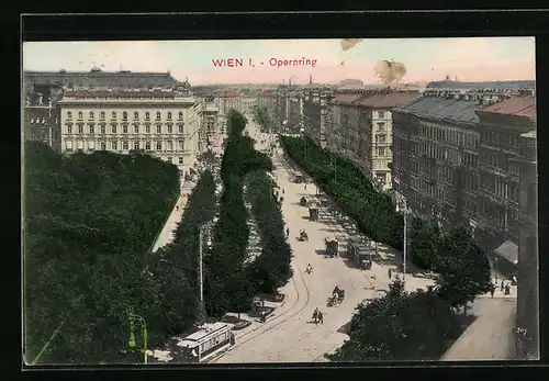 AK Wien, Strassenbahn auf dem Opernring