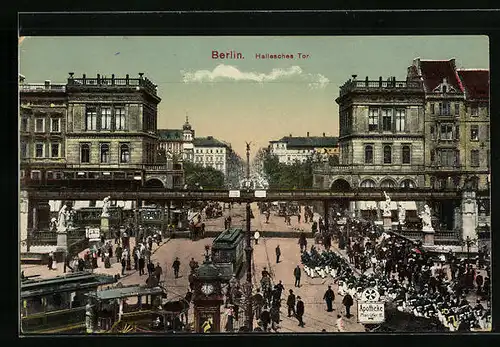 AK Berlin, Strassenbahn am Halleschen Tor