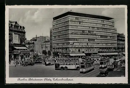 AK Berlin, Strassenbahnen am Potsdamer Platz