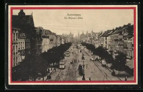 AK Antwerpen, De Keyser-Allee, Strassenbahn