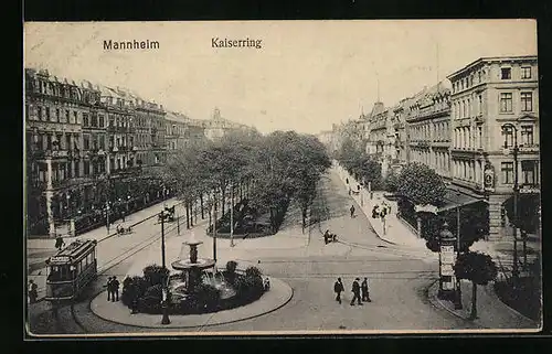 AK Mannheim, Strassenbahn am Kaiserring