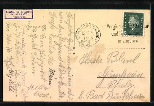 AK Karlsruhe, Strassenbahnen auf dem Bahnhofsplatz