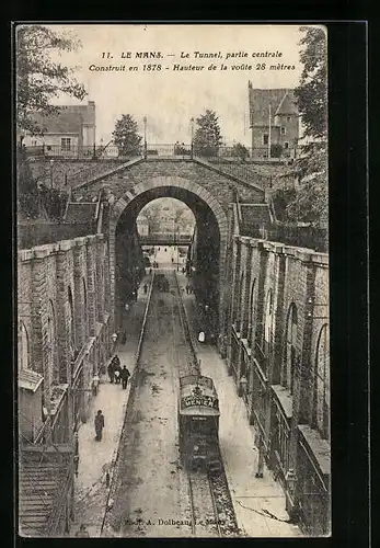 AK Le Mans, Le Tunnel, partie centrale Construit en 1878, Strassenbahn