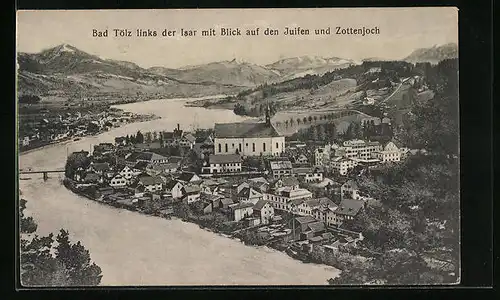 AK Bad Tölz, Ortsansicht links der Isar