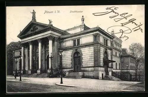 AK Plauen i. Erzgeb., Vor dem Stadttheater