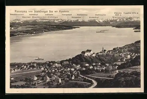 AK Starnberg, See vor der Alpenkette mit Rabenkopf, Heimgarten