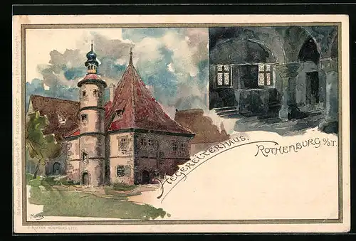 Künstler-AK Rothenburg o. d. T., Hegereiterhaus, Innenansicht