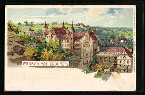 Lithographie Rothenburg, Hotel Wildbad