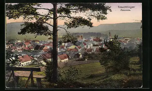 AK Treuchtlingen, Panorama mit Bäumen