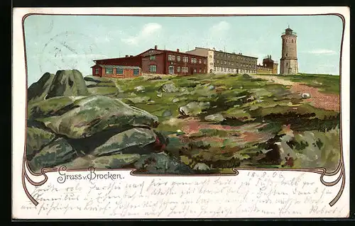 Künstler-AK Brocken, Brockenhotel