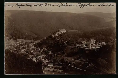 Foto-AK Bechstedt, Blick vom Trippstein auf den Ort 1907