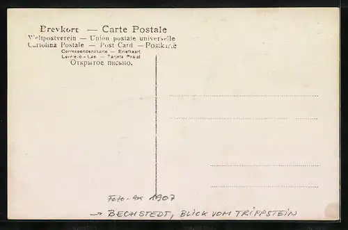 Foto-AK Bechstedt, Blick vom Trippstein auf den Ort 1907