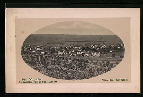 Präge-AK Bad Dürrheim, Teilansicht im Passepartoutrahmen