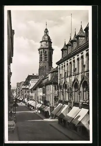 AK Landau, Marktstrasse mit Geschäften