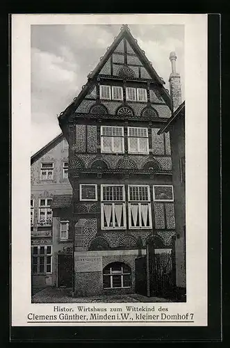 AK Minden i. W., Histor. Wirtshaus zum Wittekind des Clemens Günther, kleiner Domhof 7