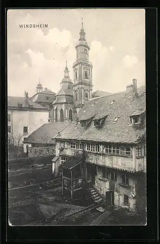 AK Windsheim, Ortspartie mit Blick zum Kirchturm