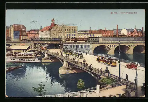 AK Berlin, Strassenbahn auf der Jannowitzbrücke