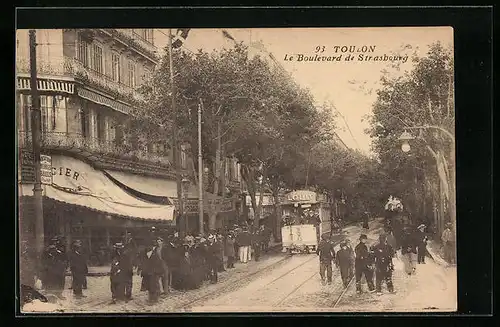 AK Toulon, Le Boulevard de Strasbourg, Strassenbahn