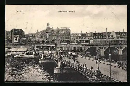 AK Berlin, Strassenbahn auf der Jannowitzbrücke