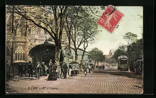AK Caen, Le Boulevard St-Pierre, Strassenbahn