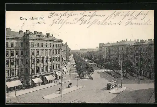 AK Wien, Kolovratring mit Strassenbahn