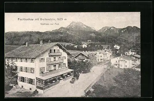 AK Fischbachau, Teilansicht mit Gasthaus zur Post und Breitenstein