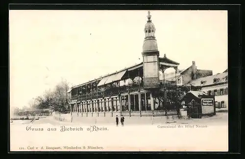 AK Biebrich a. Rh., Gartenlocal des Hotel Nassau