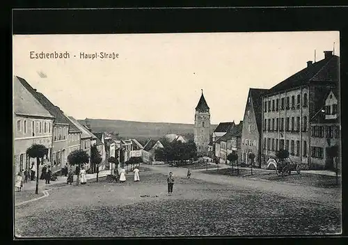 AK Eschenbach, Haupt-Strasse mit Blick auf Kirchturm