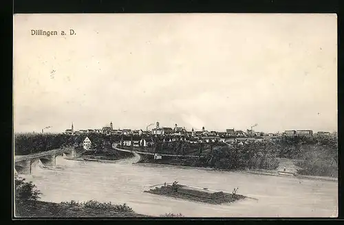 AK Dillingen a. D., Ortsansicht mit Flösserei