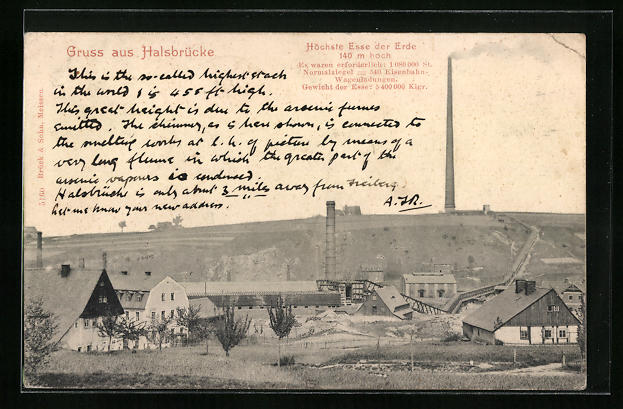 AK Halsbrücke, Höchste Esse der Erde mit Schornsteinen Nr. 11572860