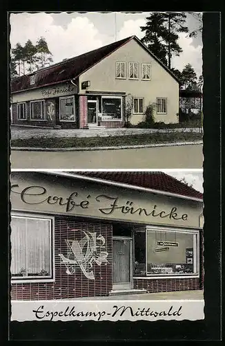 AK Espelkamp-Mittwald, Cafe Jänicke von der Strasse gesehen