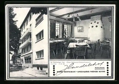 AK Karlsruhe, Hotel-Restaurant Handelshof, Am Mühlburger Tor