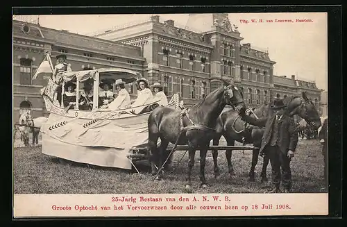 AK 25-jähriges Jubiläum des A. N. W. B. 1908 - Kostümierte in Pferdekutsche vor Schloss