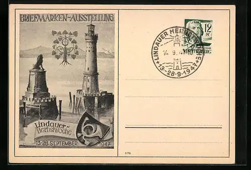 AK Lindau, Briefmarken-Ausstellung zur Lindauer Herbstwoche 1947
