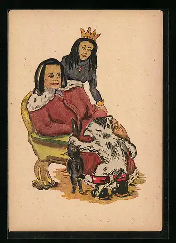 AK Der gestiefelte Kater bringt dem König einen Hasen