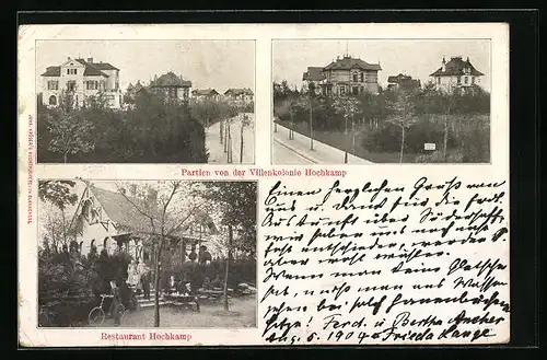 AK Hamburg-Altona, Restaurant Hochkamp, Partien von der Villenkolonie Hochkamp